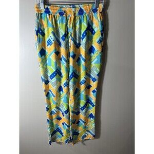 Emily McCarthy Pants Size Small Staight Leg Summer  Lightweight Green Blue Gold